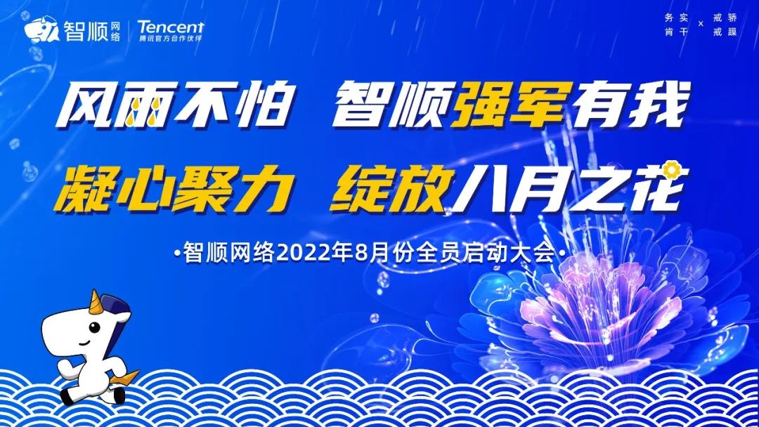 智顺8月启动会「风雨不怕 智顺强军有我 凝心聚力 绽放八月之花」