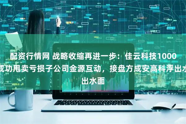 配资行情网 战略收缩再进一步：佳云科技1000万成功甩卖亏损子公司金源互动，接盘方成安高科浮出水面